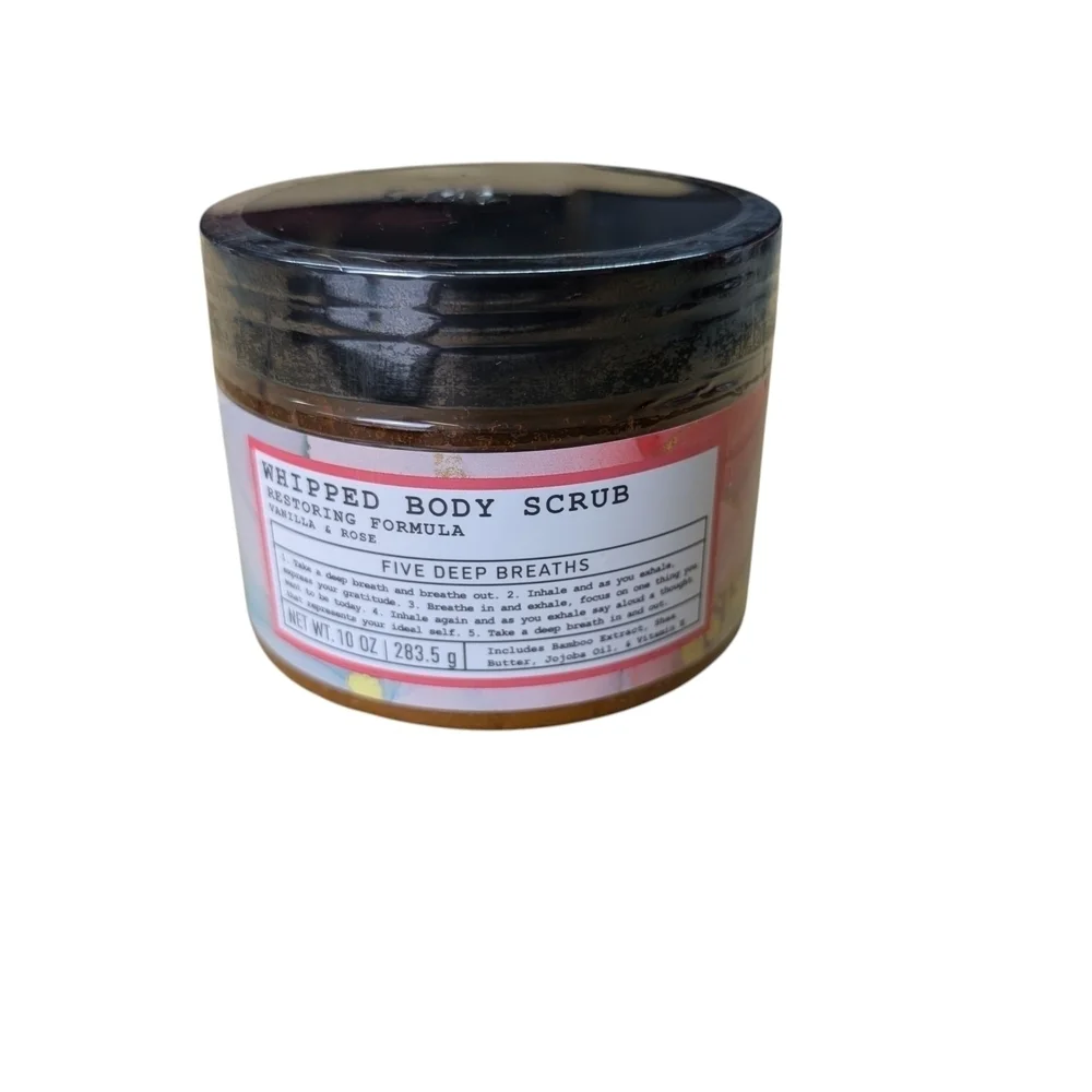 Whipped Body Scrub Restoring Smoothing 2PC Vanilla Rose Five Deep Breaths Jojoba